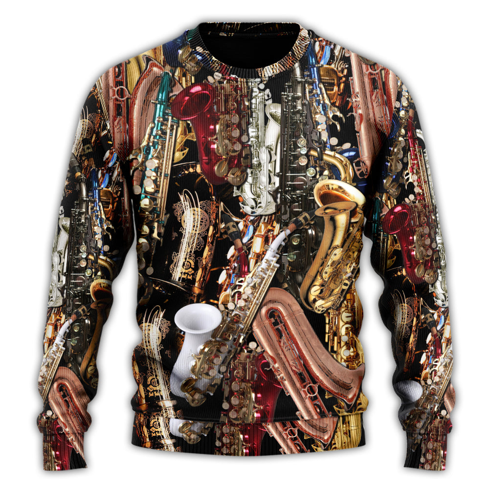 Saxophone Music Therapy Quote Style – Sweater - Ugly Christmas Sweater
