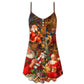 Christmas Santa Gift Holiday Art – Women's Summer Sleeveless V-Neck Camisole Dress