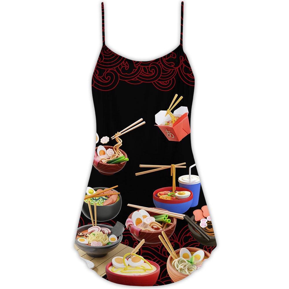 Ramen Fast Food Delicious – Women's Summer Sleeveless V-Neck Camisole Dress