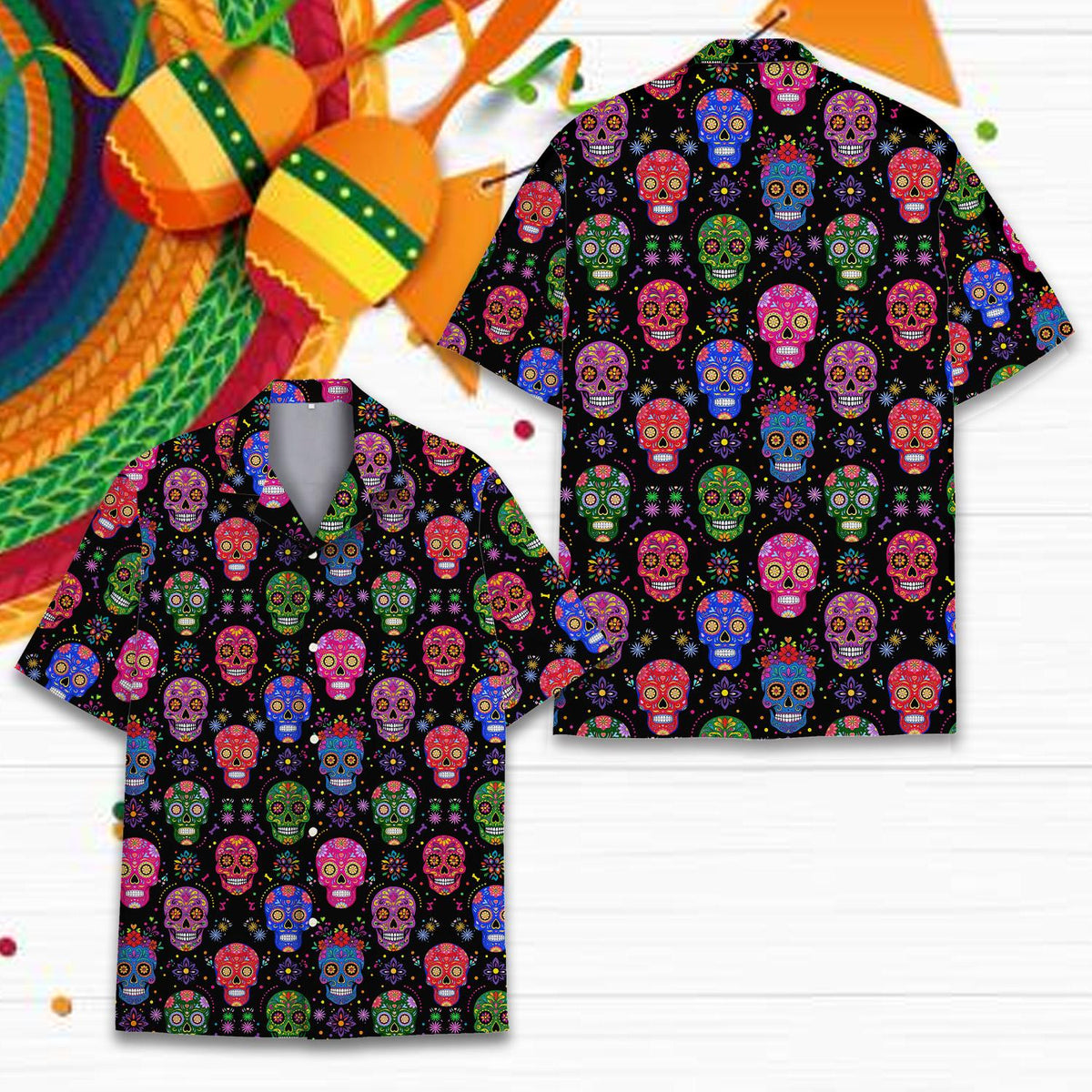 Day Of The Dead Sugar Skull Floral Fiesta – Hawaiian Shirt