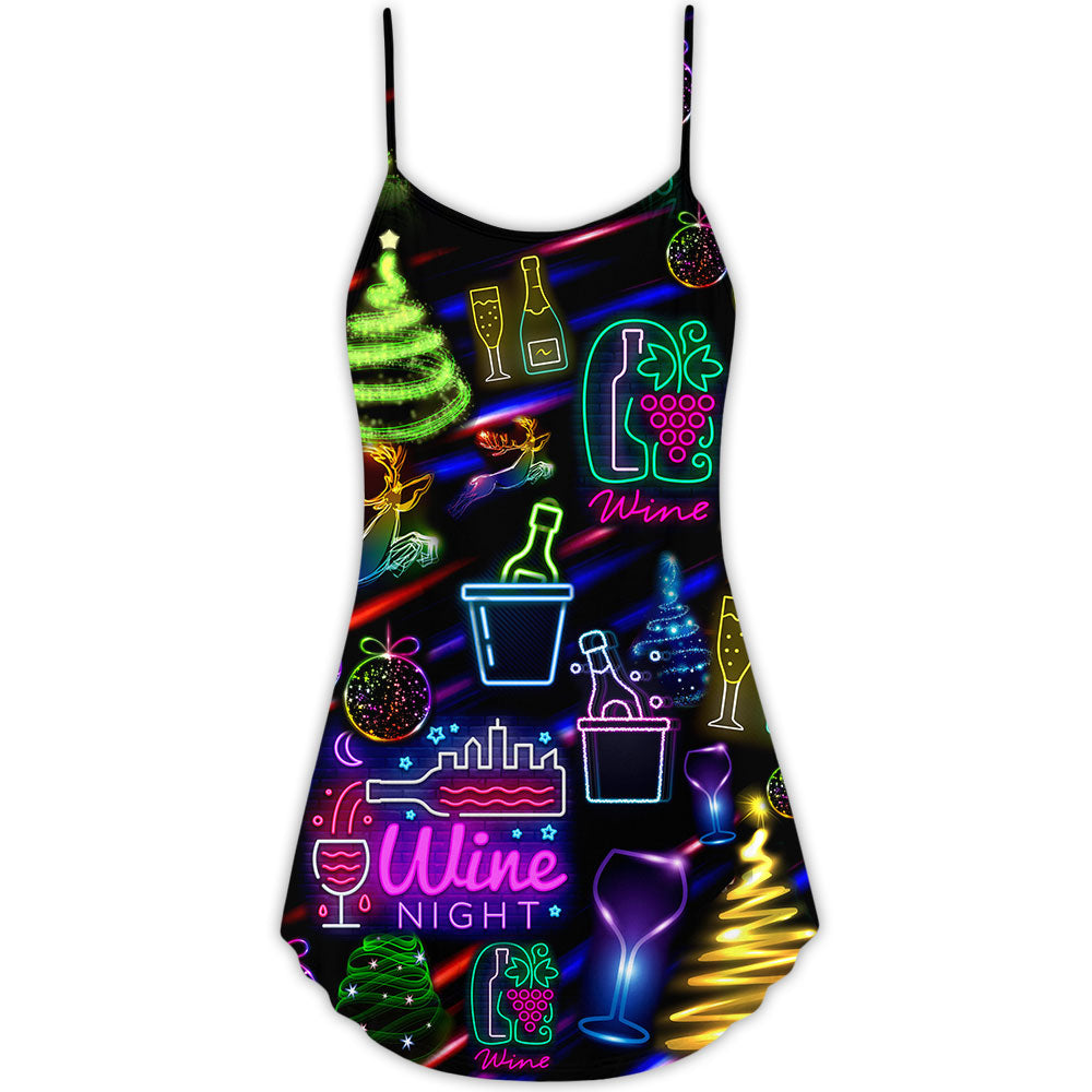 Christmas Wine Neon Party – Women's Summer Sleeveless V-Neck Camisole Dress