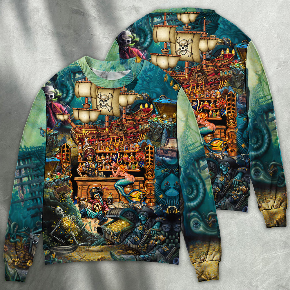 Pirate Skull Treasure Night Sea Style – Sweater - Ugly Christmas Sweater
