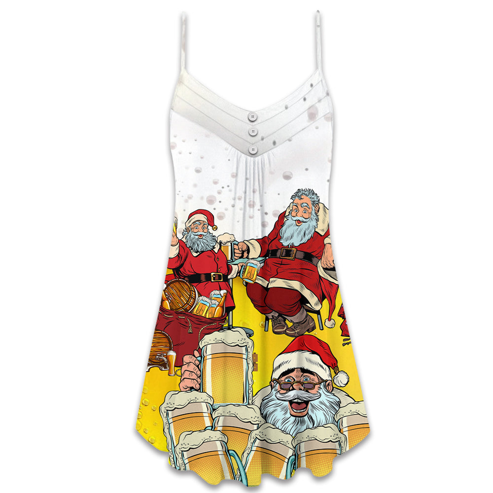 Christmas Santa Wants More Beer – Women's Summer Sleeveless V-Neck Camisole Dress