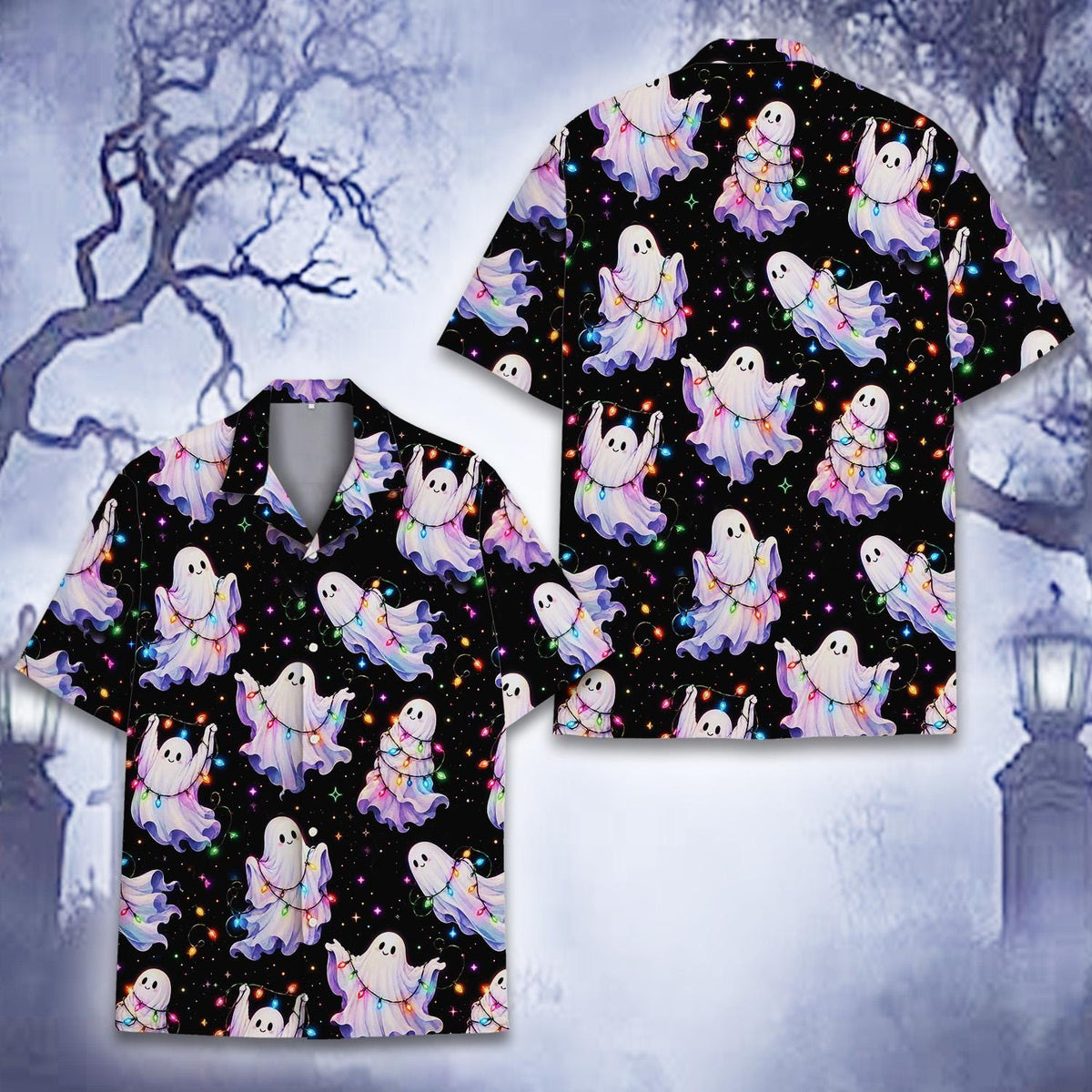 Christmas Ghost Spooky Holiday Lights Creepmas – Hawaiian Shirt