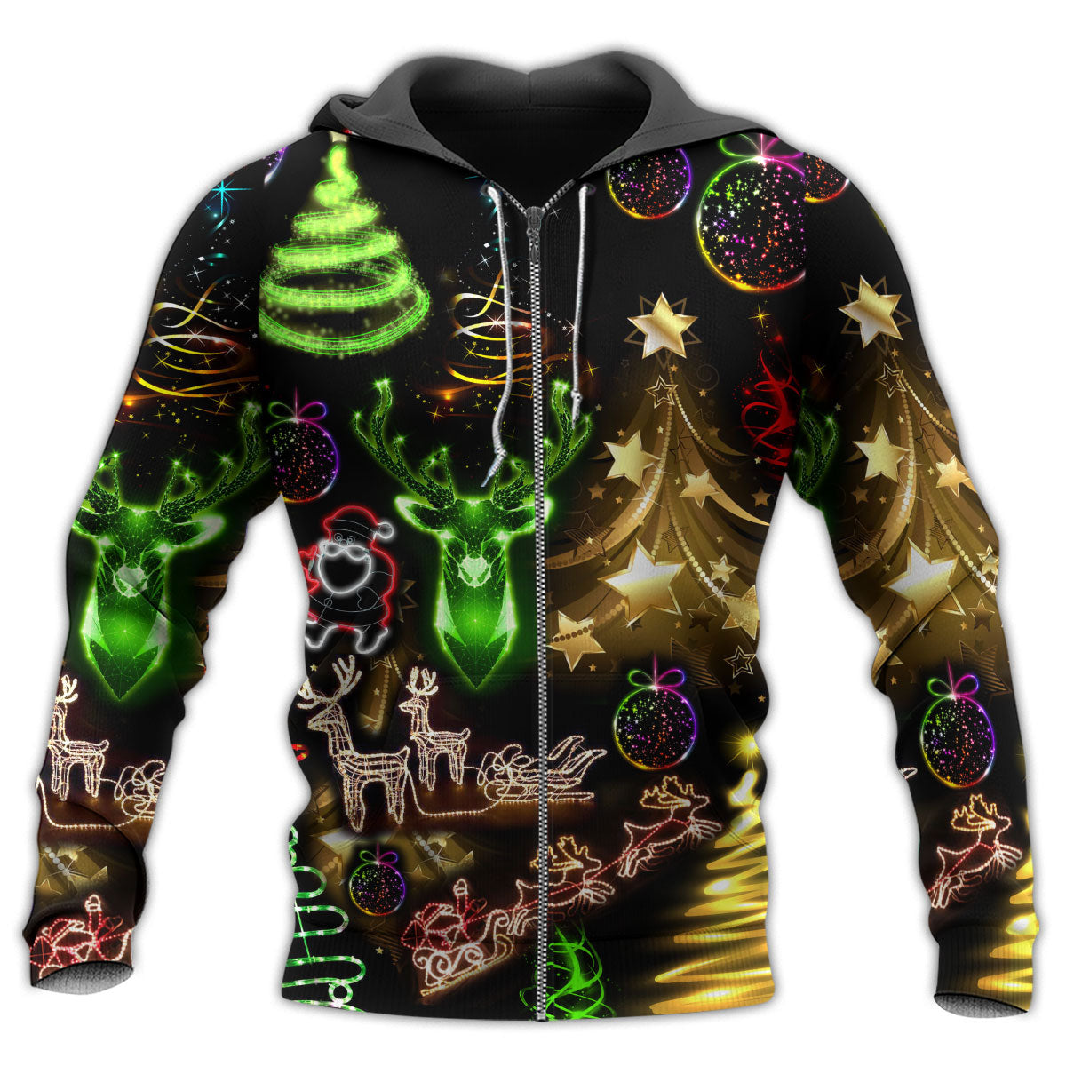 Christmas Neon Tree Snowman Art - 3D Hoodie