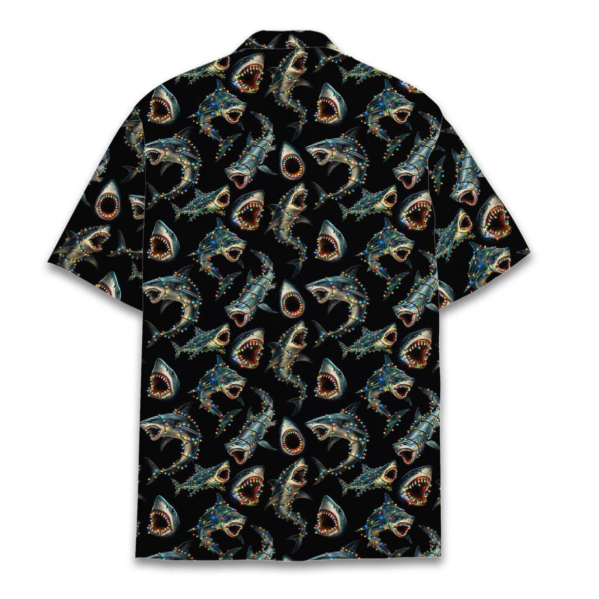 Shark Christmas Colorful Holiday Lights – Hawaiian Shirt