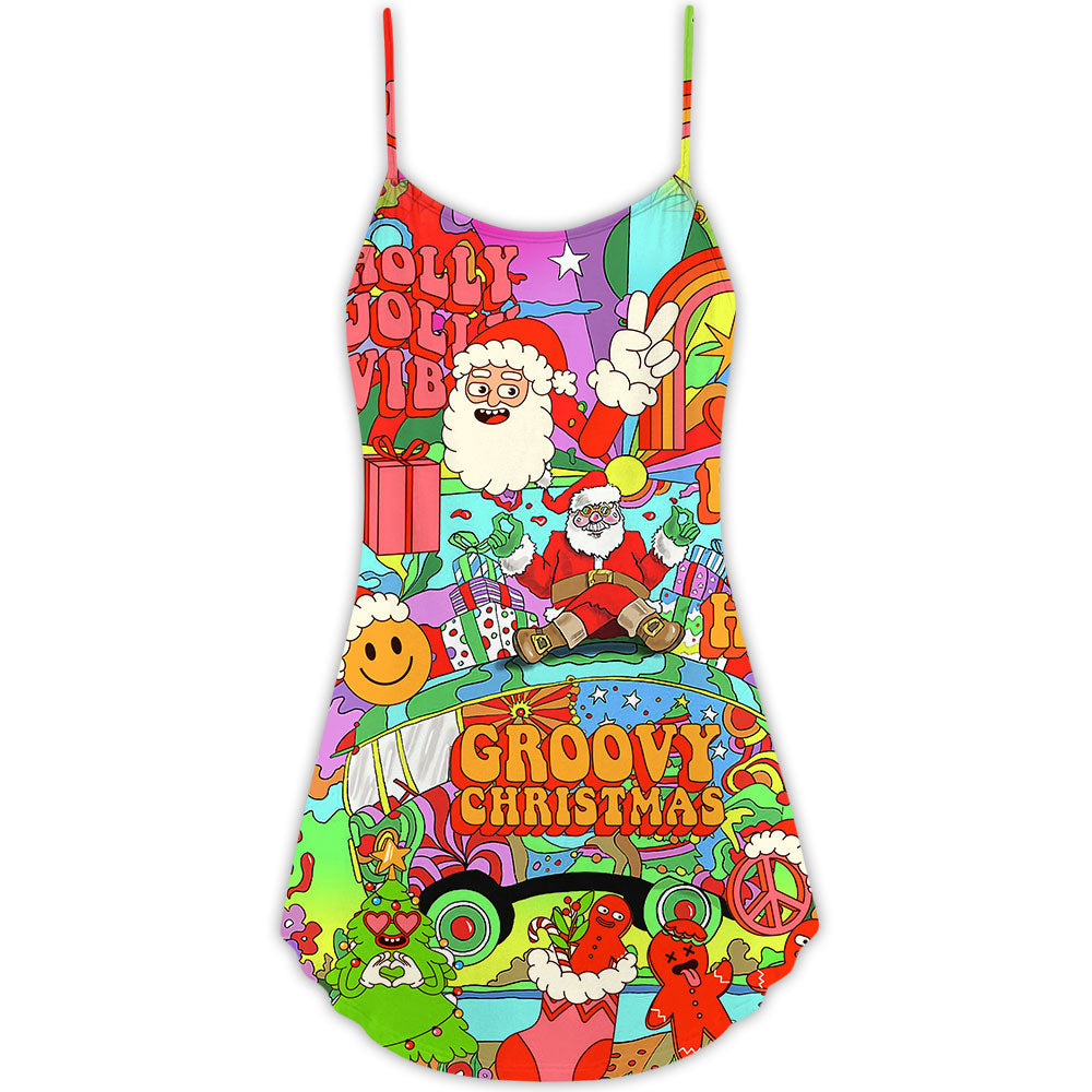 Hippie Santa Peace Bus – Women's Summer Sleeveless V-Neck Camisole Dress
