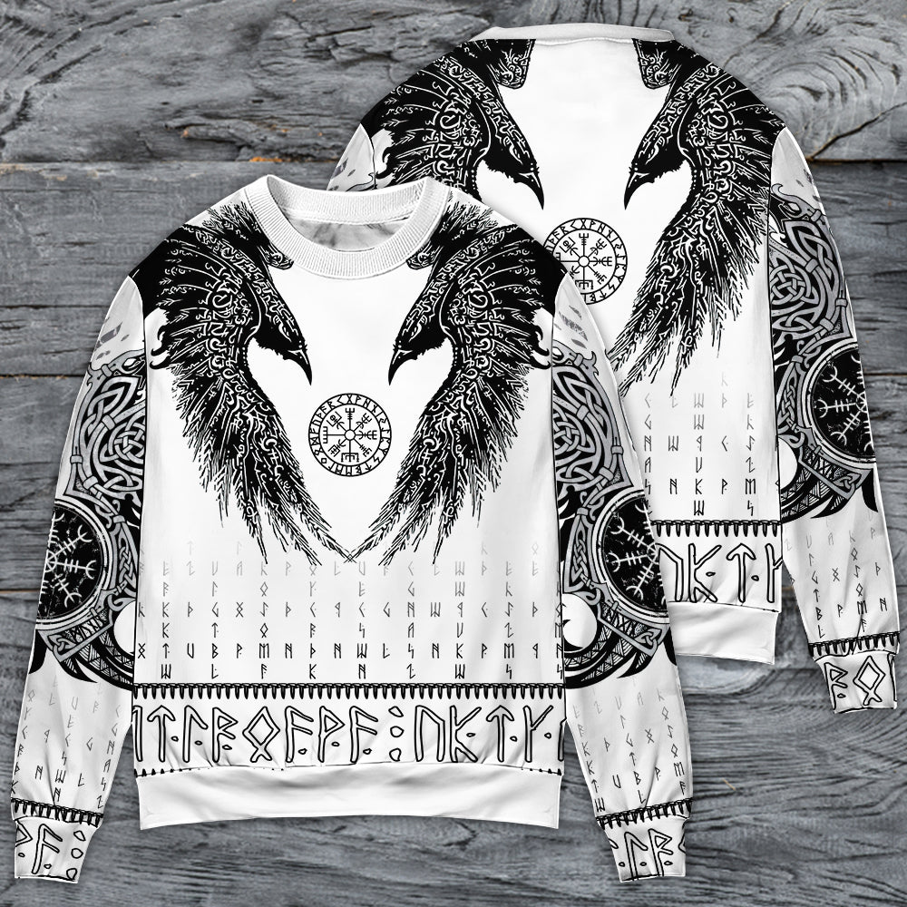 Viking Black Runic Raven Nordic Style – Sweater - Ugly Christmas Sweater