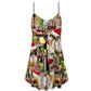 Wine For A Christmas Night – Women's Summer Sleeveless V-Neck Camisole Dress