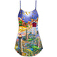 Lighthouse Santa Home Light – Women's Summer Sleeveless V-Neck Camisole Dress