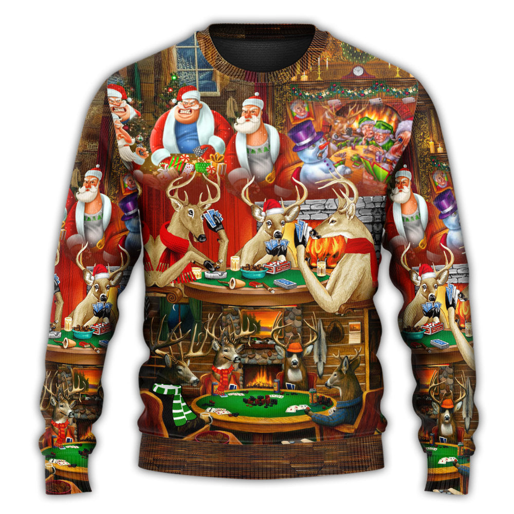 Christmas Poker Night Santa And Friends – Sweater - Ugly Christmas Sweater