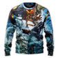 Epic Dragon Battle Fantasy Art – Sweater - Ugly Christmas Sweater