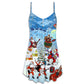 Christmas Santa Loves Music Guitar – Women's Summer Sleeveless V-Neck Camisole Dress