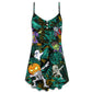 Halloween Dabbing Skeleton Zombie Style – Women's Summer Sleeveless V-Neck Camisole Dress