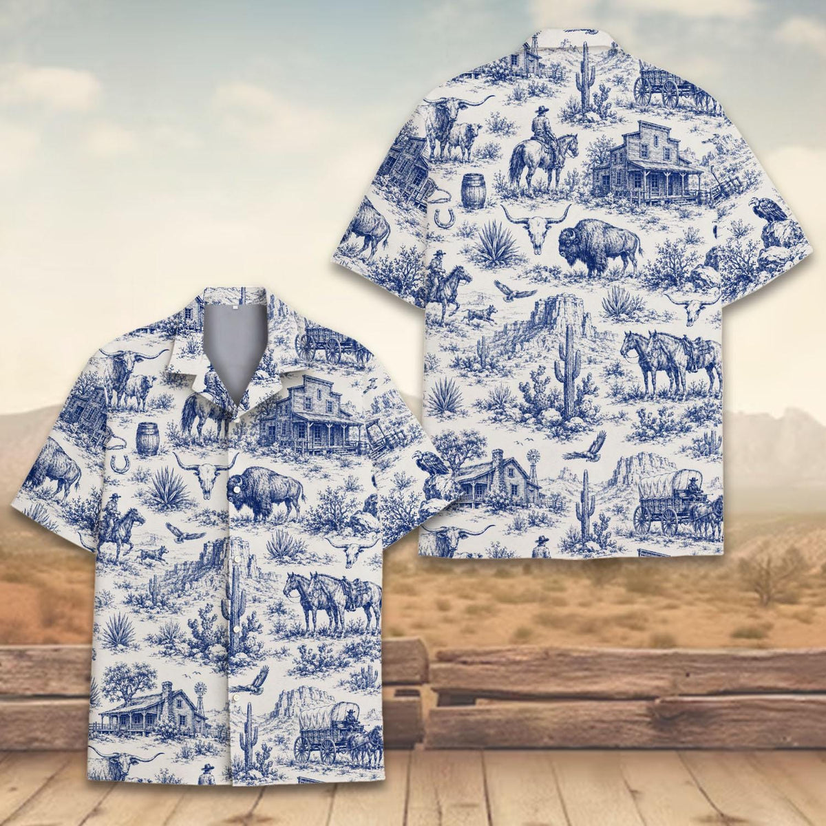 Cowboy Western Rodeo Lasso Horse Texas Longhorn – Hawaiian Shirt