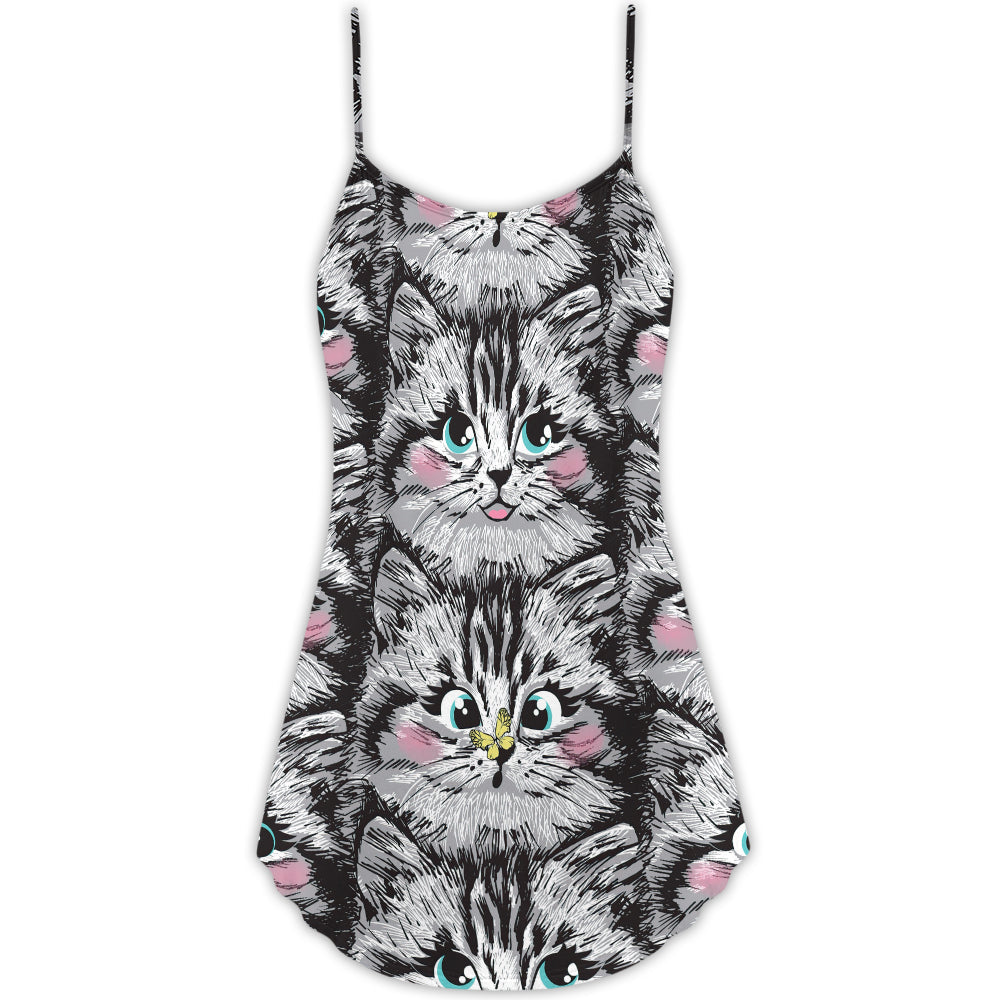 Lovely Cat Cute Kitten – Women's Summer Sleeveless V-Neck Camisole Dress