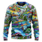 Hippie Colorful Shark Peace Art – Sweater - Ugly Christmas Sweater