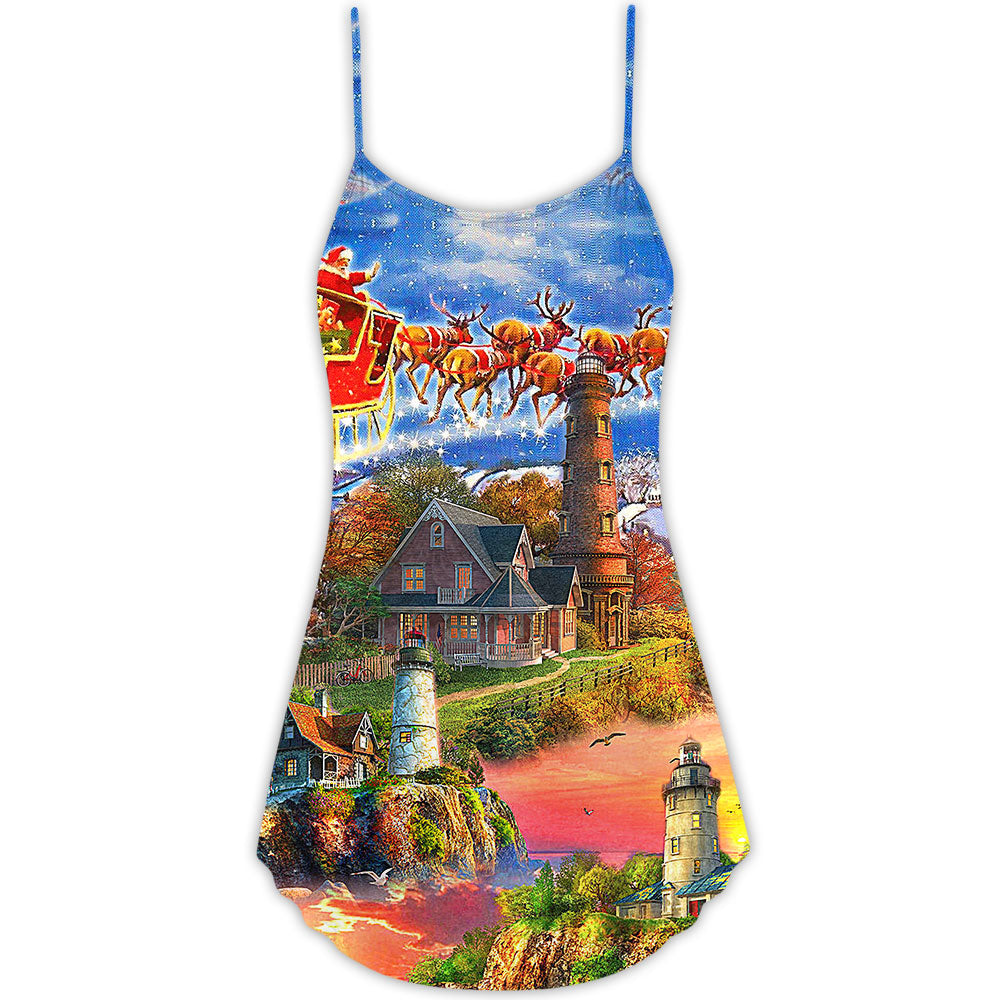 Lighthouse Shine Through Darkness – Women's Summer Sleeveless V-Neck Camisole Dress