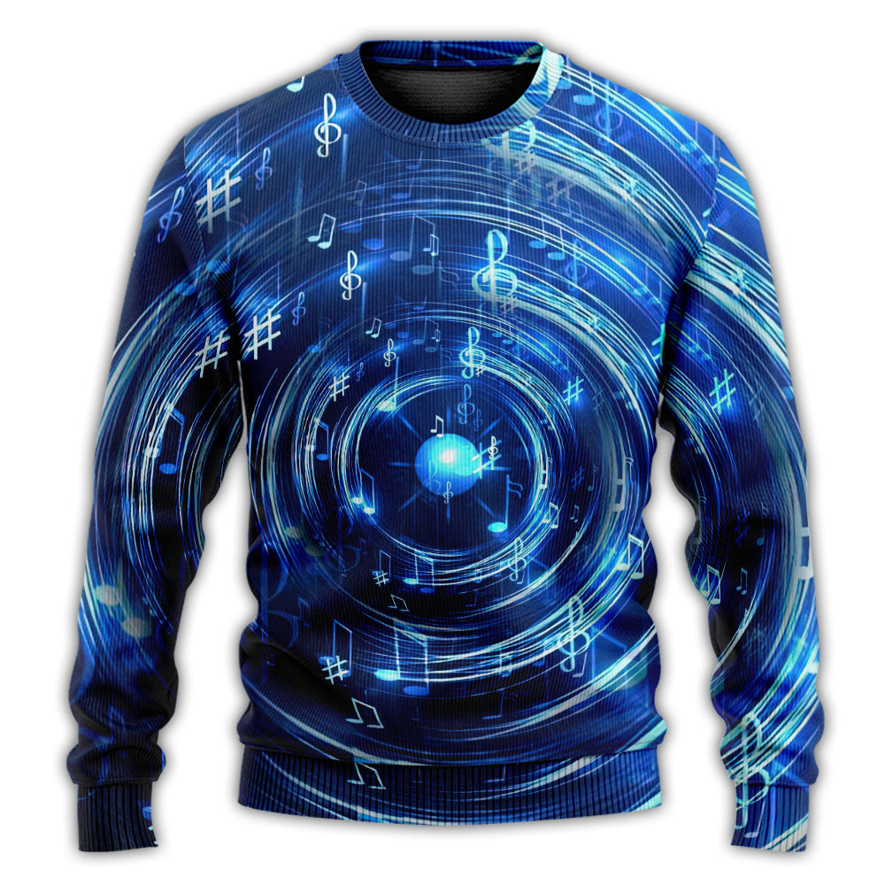 Music Neon Circle With Music Notes – Sweater - Ugly Christmas Sweater