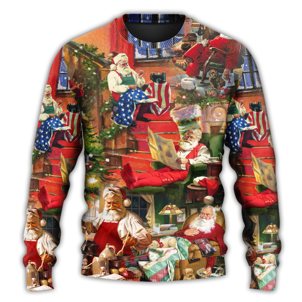 Christmas Santa Daily Life Art Style – Sweater - Ugly Christmas Sweater