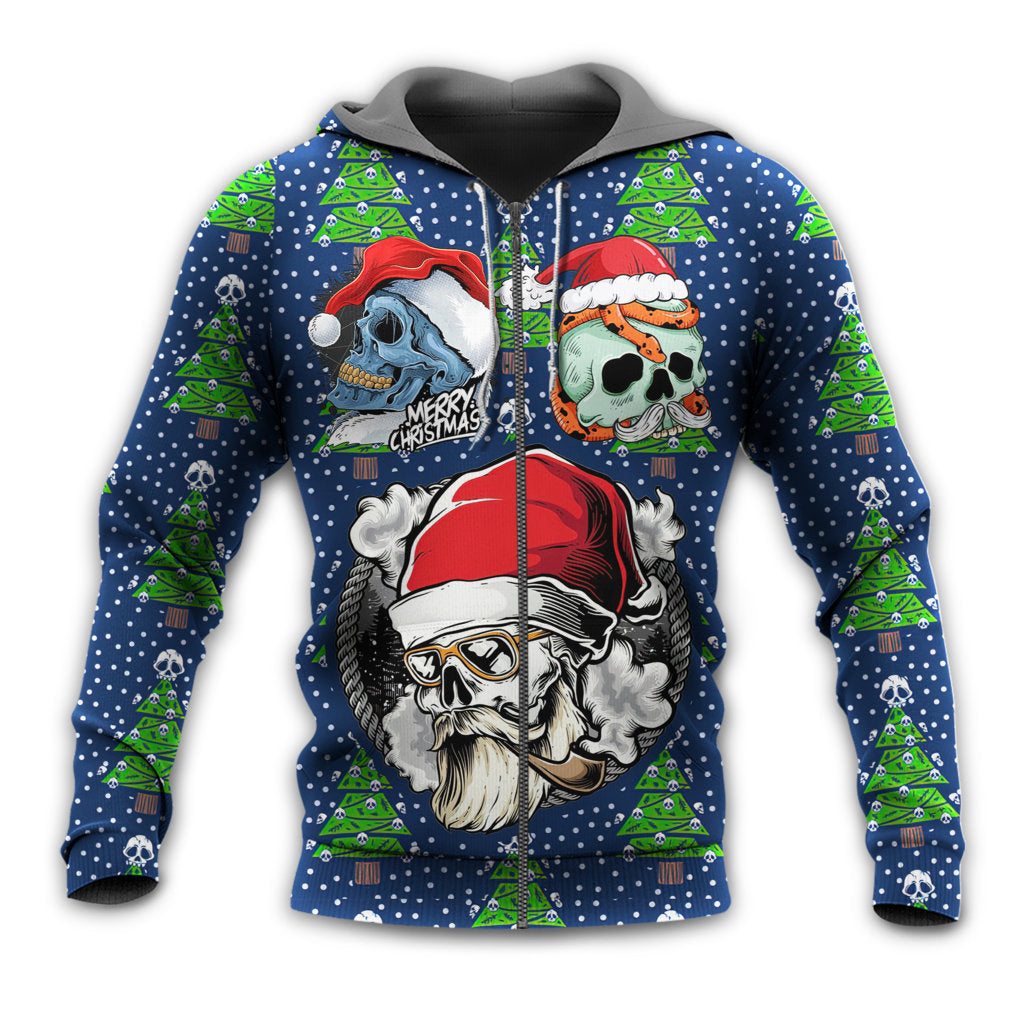 Christmas Skull Santa Hat Snow Style - 3D Hoodie