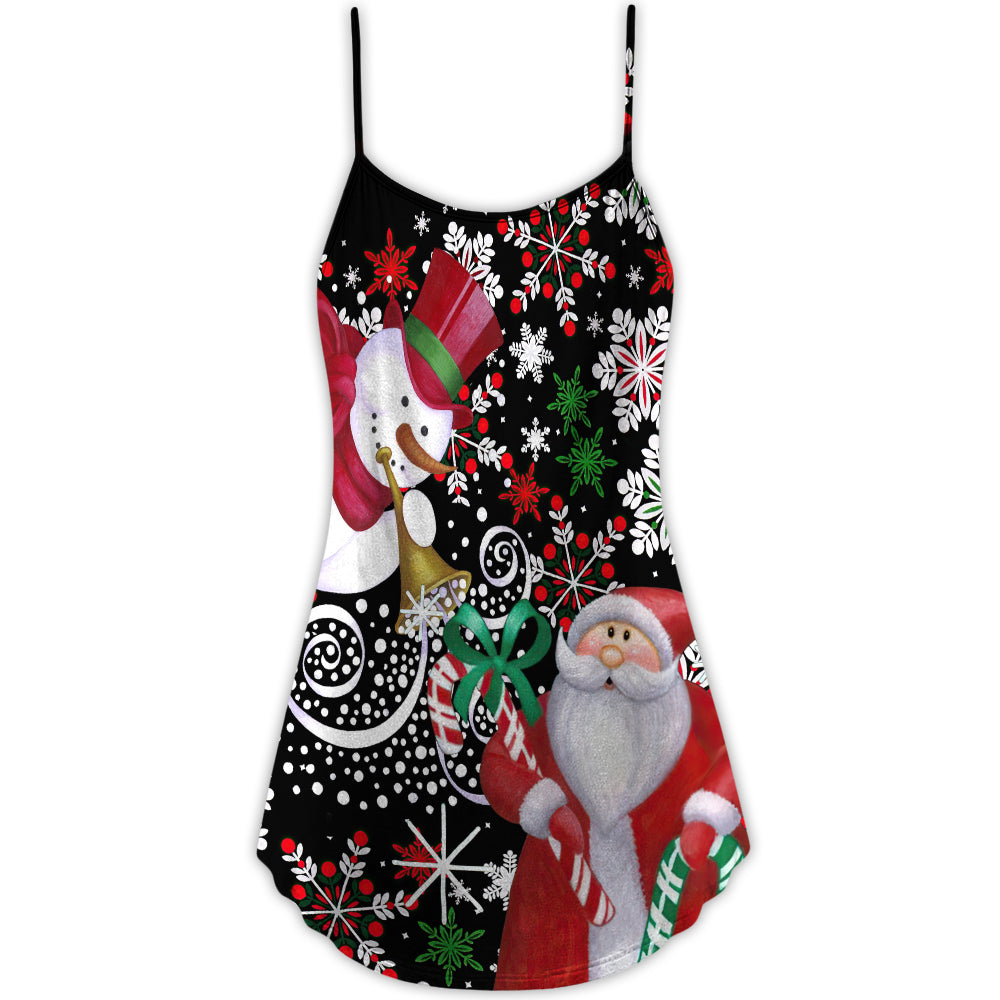 Snowy Day Santa Snowman – Women's Summer Sleeveless V-Neck Camisole Dress