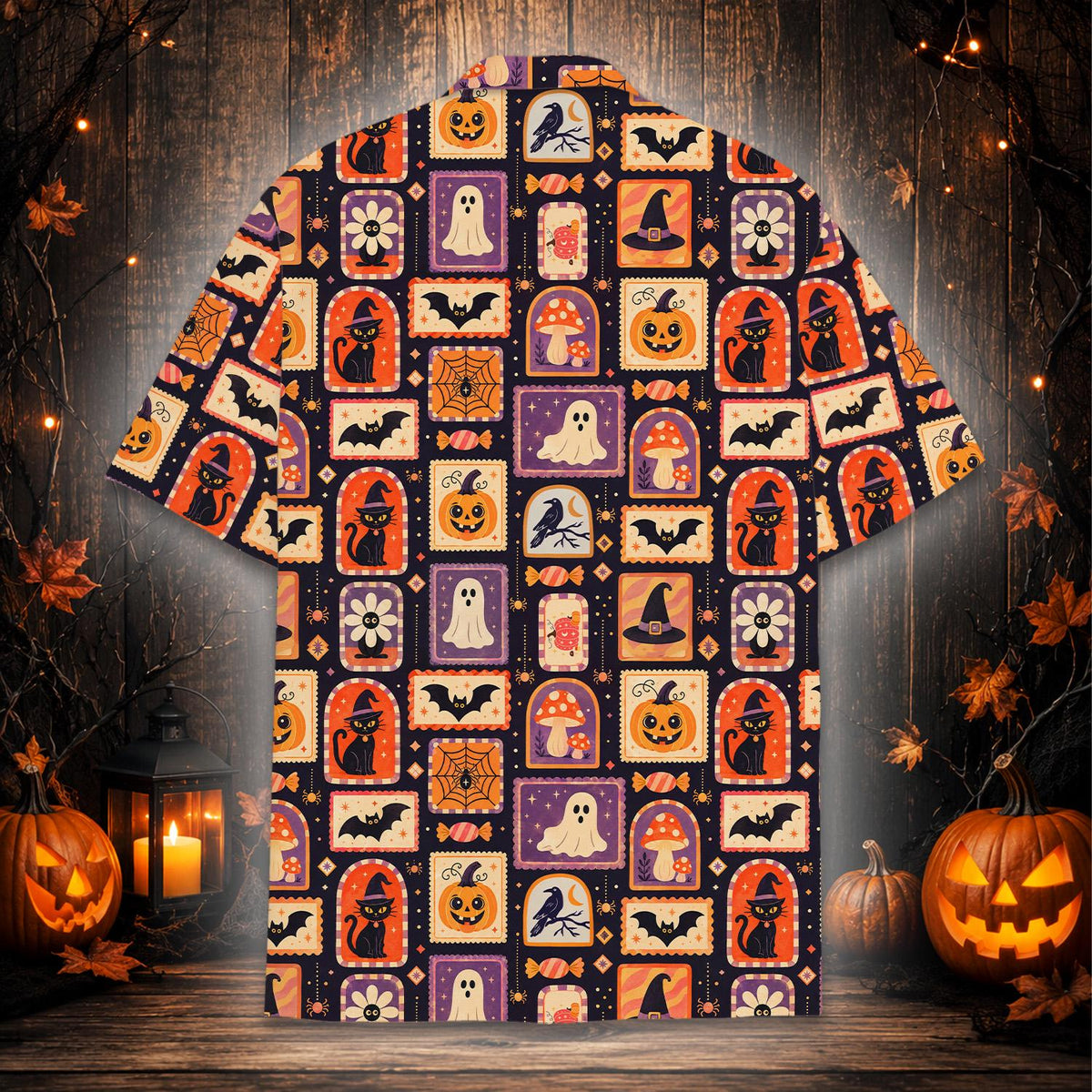 Spooky Halloween Witch Cat Ghost Pumpkin Mushroom – Hawaiian Shirt
