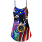 Patriotic New Year Christmas Theme – Women's Summer Sleeveless V-Neck Camisole Dress