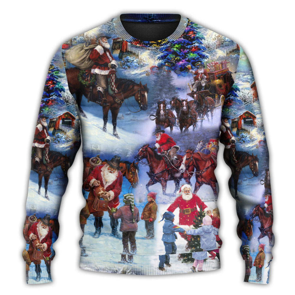 Christmas Santa Cowboy Love Children – Sweater - Ugly Christmas Sweater