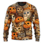 Halloween Owl Pumpkin Pattern Art – Sweater - Ugly Christmas Sweater