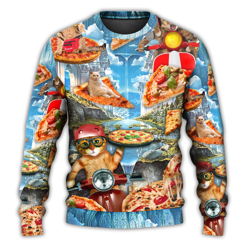 Funny Cat Pizza Lover Style – Sweater - Ugly Christmas Sweater