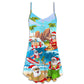 Santa Beach Holiday Fun – Women's Summer Sleeveless V-Neck Camisole Dress