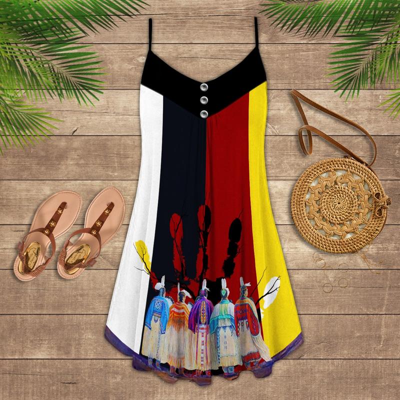 Native People Summer Unity – Women's Summer Sleeveless V-Neck Camisole Dress
