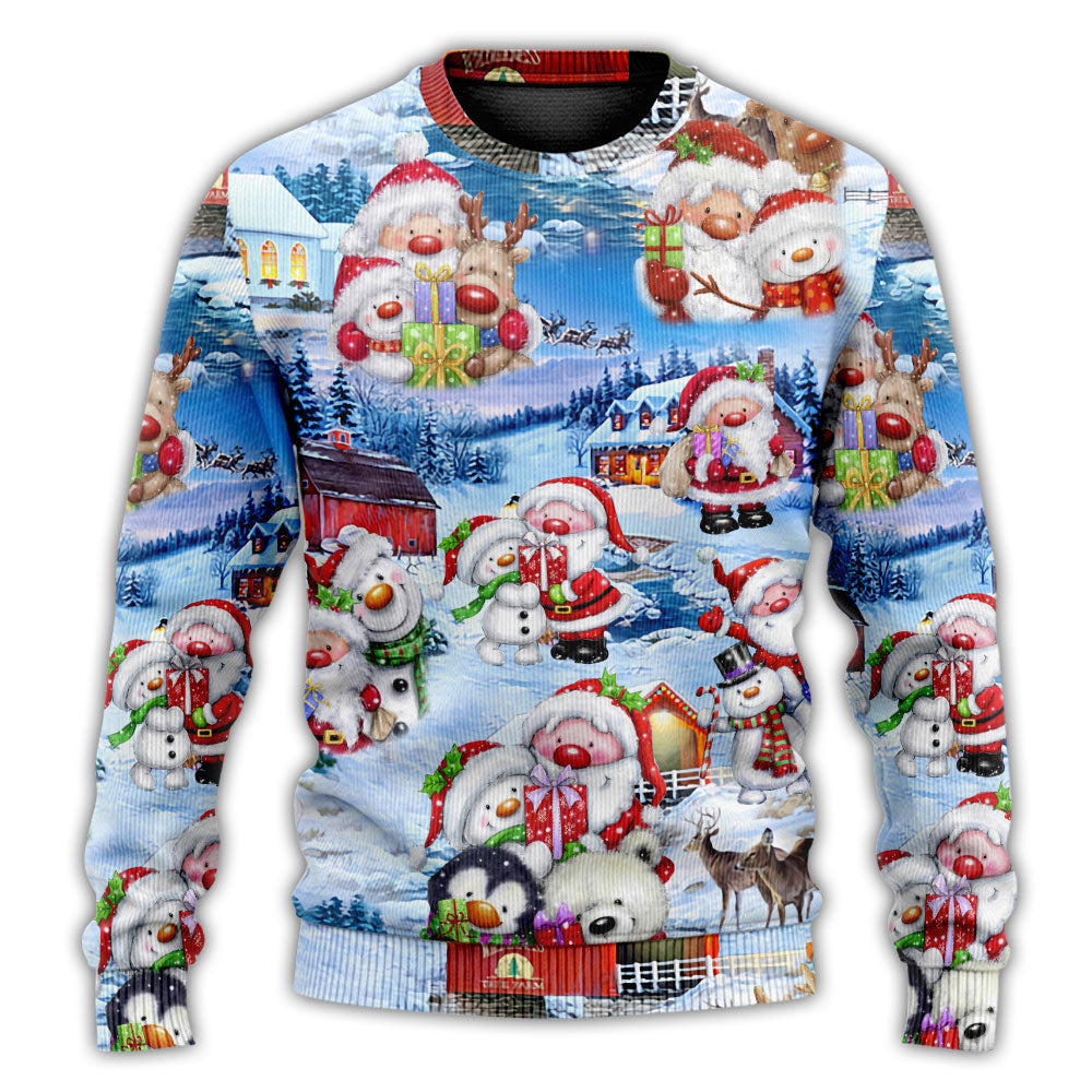 Santa And Snowman Christmas Holiday – Sweater - Ugly Christmas Sweater