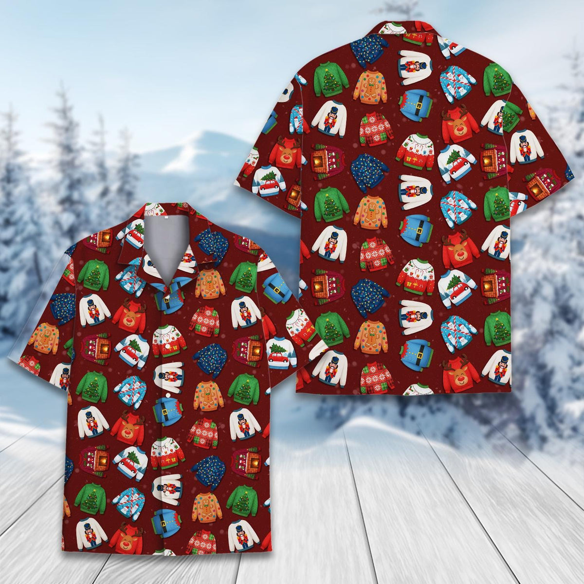 Funny Christmas Ugly Sweater Print Festive Holiday – Hawaiian Shirt