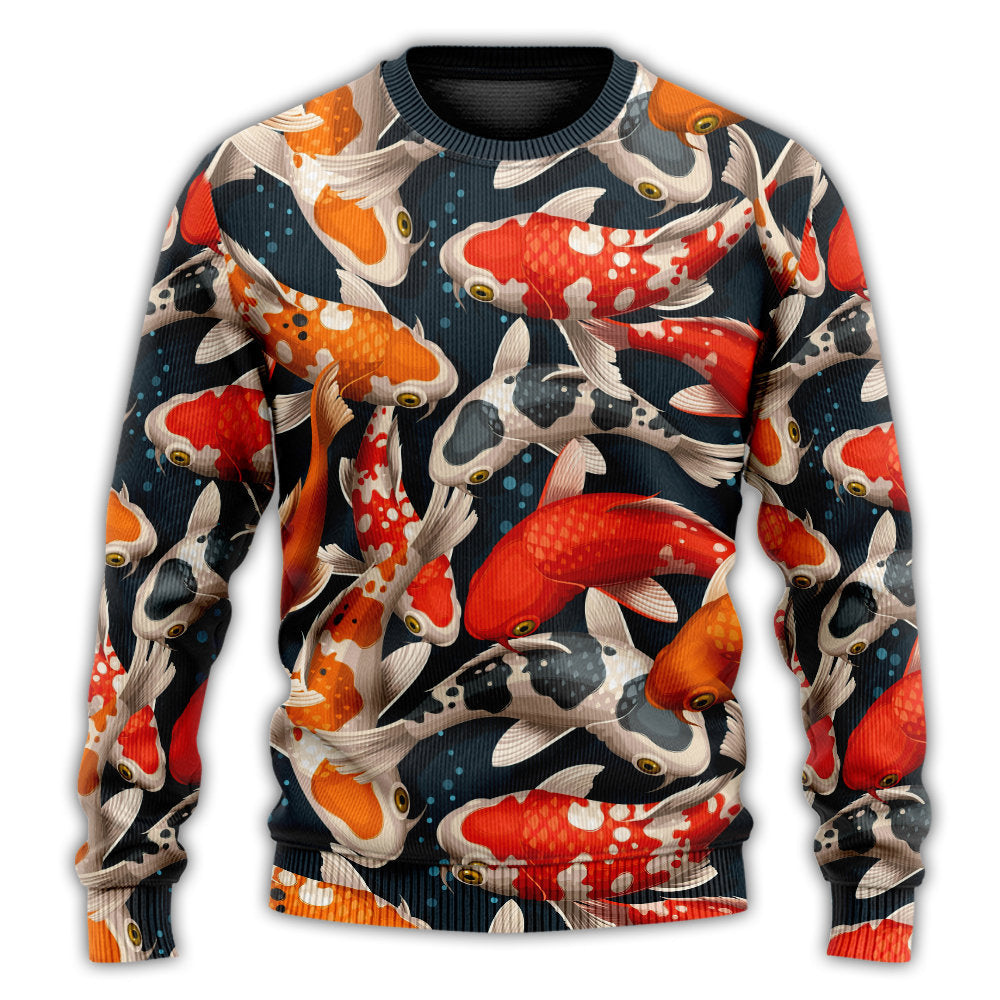 Colorful Koi Fish Swimming Art – Sweater - Ugly Christmas Sweater