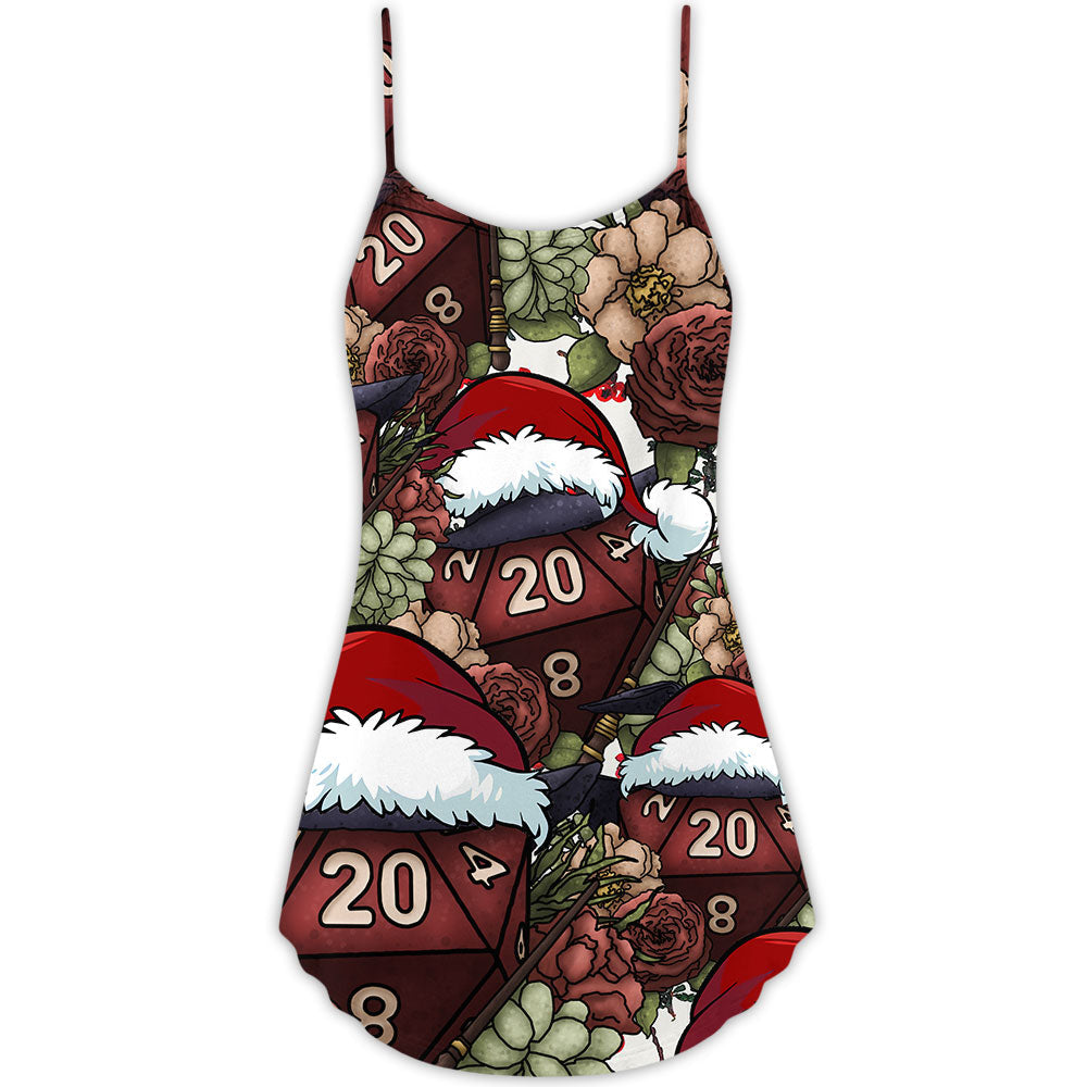 D20 Witch Dice Christmas Vibe – Women's Summer Sleeveless V-Neck Camisole Dress