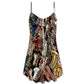 Saxophone Music Lover Quote – Women's Summer Sleeveless V-Neck Camisole Dress