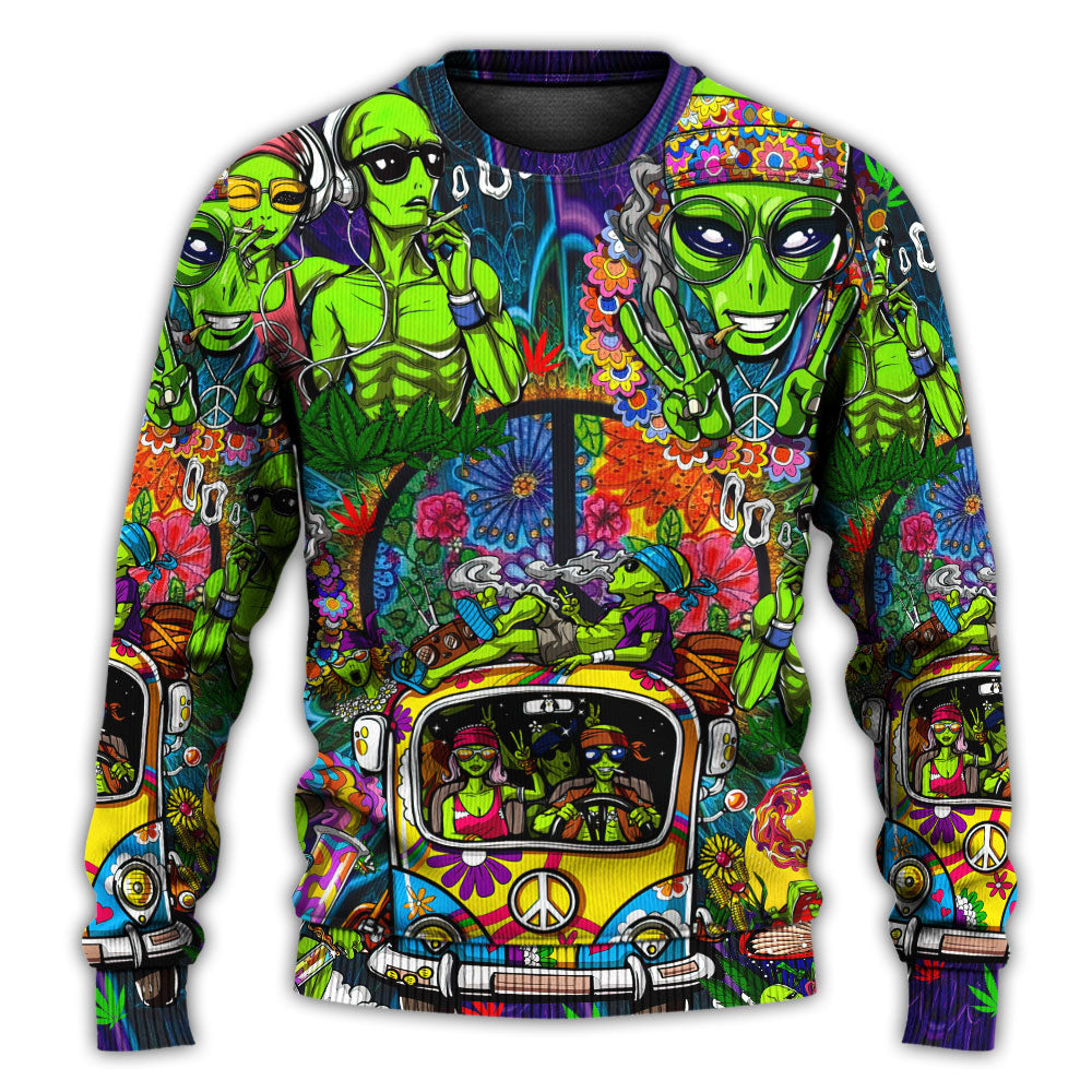 Hippie Space Alien Cosmic Art – Sweater - Ugly Christmas Sweater