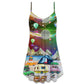 Camping Night Christmas Adventure – Women's Summer Sleeveless V-Neck Camisole Dress
