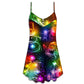 Christmas Santa Tree Snowman Neon – Women's Summer Sleeveless V-Neck Camisole Dress