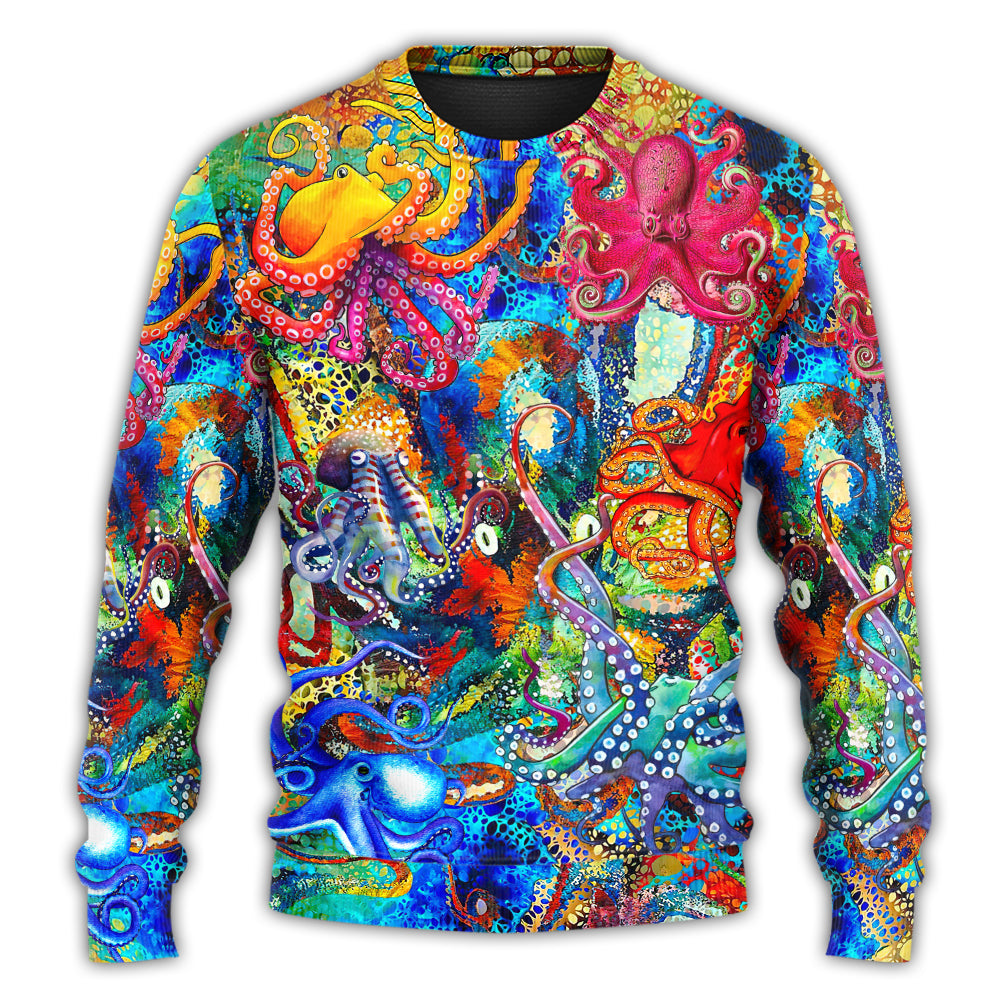 Octopus Lover Colorful Art Style – Sweater - Ugly Christmas Sweater