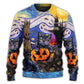 Halloween Black Cat Starry Night Art – Sweater - Ugly Christmas Sweater