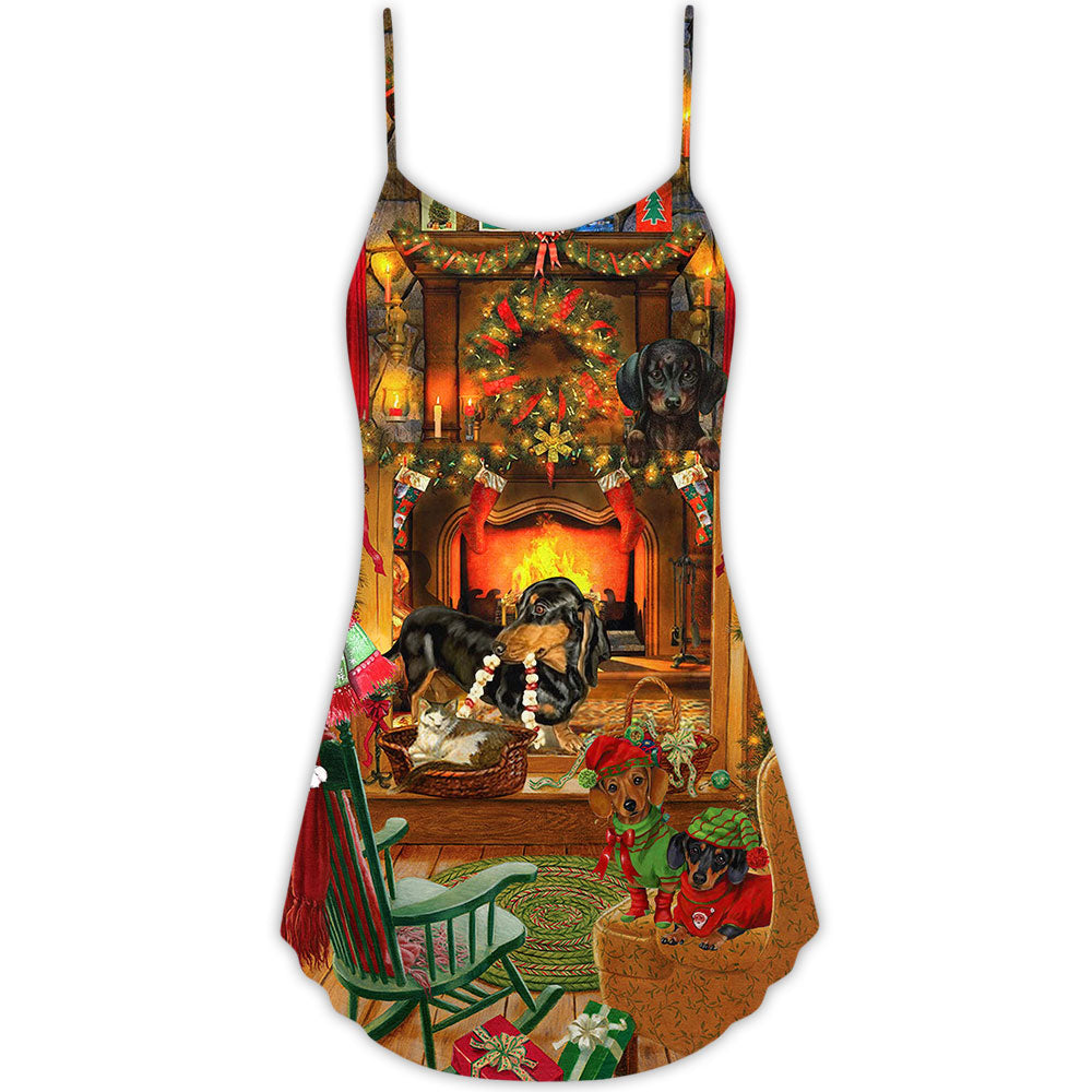 Chihuahua Home Love Christmas – Women's Summer Sleeveless V-Neck Camisole Dress