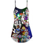 Christmas Bowling Split Neon Lights – Women's Summer Sleeveless V-Neck Camisole Dress