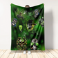Green Skull Art Flannel Blanket For Soft Bed Couch And Home Comfort