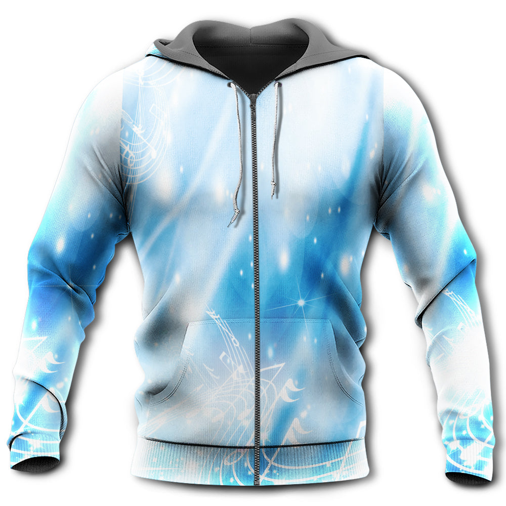 Music Notes Dark Blue Art - 3D Hoodie