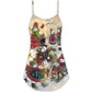Snowman Couple Winter Love – Women's Summer Sleeveless V-Neck Camisole Dress
