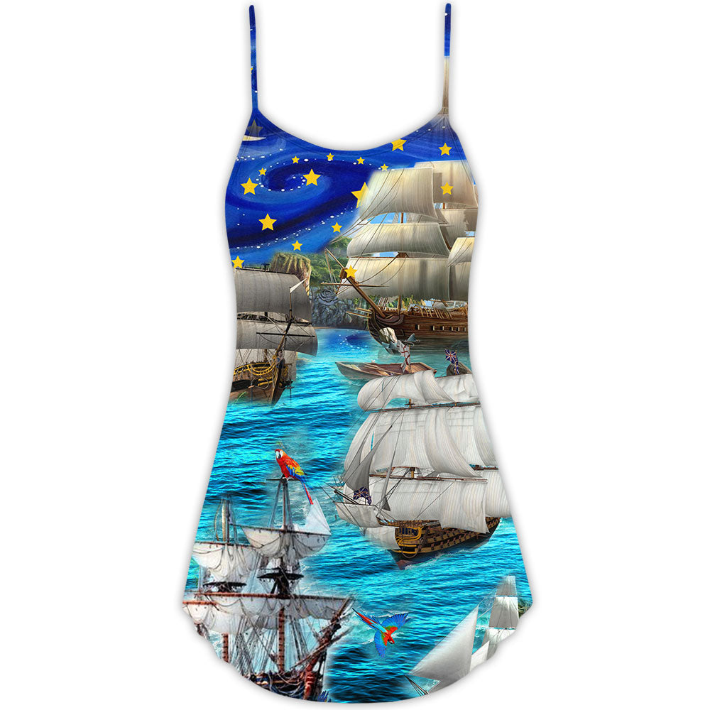 Sailing Love Ocean Sky Christmas – Women's Summer Sleeveless V-Neck Camisole Dress