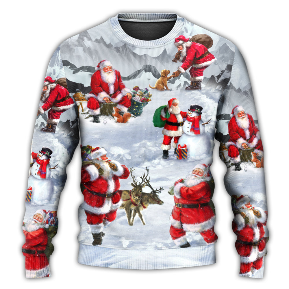 Christmas Santa Snow Mountain Art – Sweater - Ugly Christmas Sweater